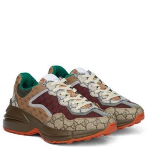 GUCCI GG Rhyton leather-trimmed sneakers