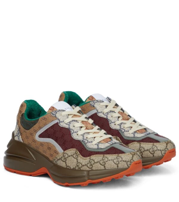 GUCCI GG Rhyton leather-trimmed sneakers
