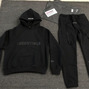 FEAR OF GOD ESSENTIALS 3D Silicon Applique pullover hoodie Black