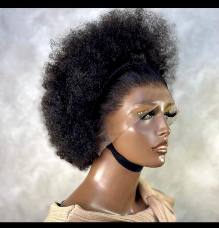 13*4 FULL FRONTAL LACE WIG GLUELESS  Afro wig