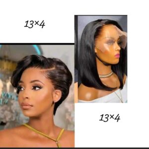 13*4 FULL FRONTAL LACE WIG GLUELESS  PIXIE CUT  10INCH COMBO 2 X WIGS