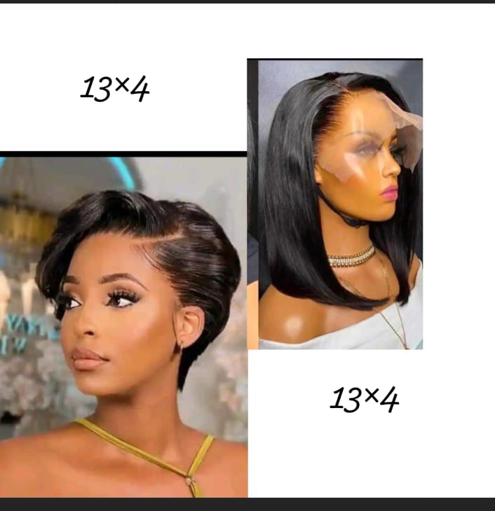 13*4 FULL FRONTAL LACE WIG GLUELESS  PIXIE CUT  10INCH COMBO 2 X WIGS