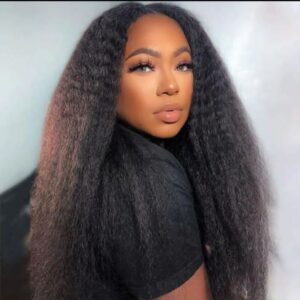 Kinky straight FULL FRONTAL LACE WIG GLUELESS
