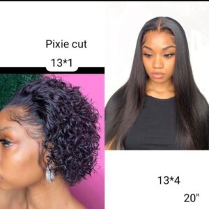 PIXIE CUT 13x1 and STRAIGHT HUMAN HAIR 13x4 20Inch COMBO WIGS