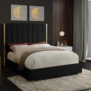 Florida Double Sleigh Bed - Black Velvet