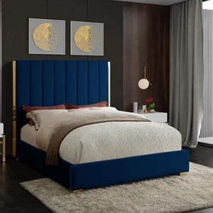 Florida Double Sleigh Bed-Navy Velvet