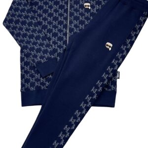 Karl Lagerfeld Signature Tracksuit Set Navy Blue