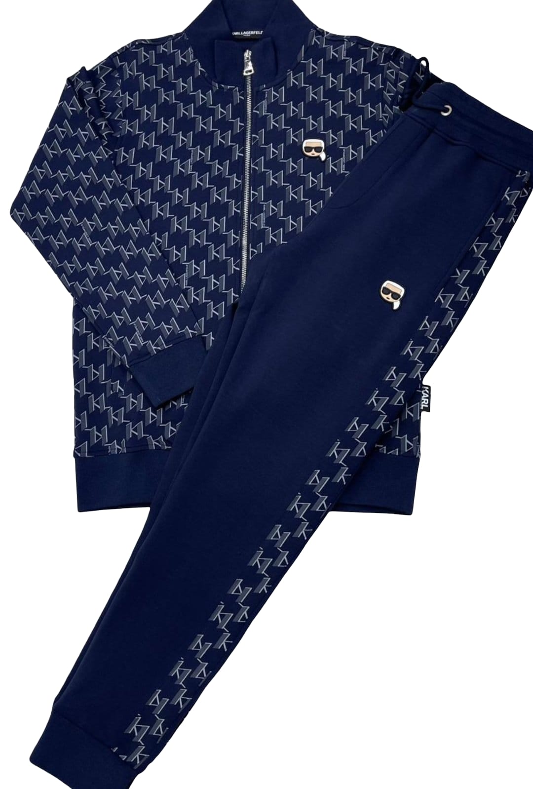 Karl Lagerfeld Signature Tracksuit Set Navy Blue