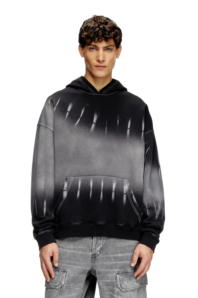 Tie-dyed hoodie with logo print