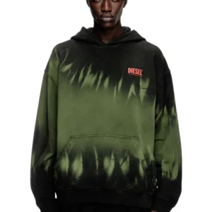Tie-dyed hoodie with logo print greenish